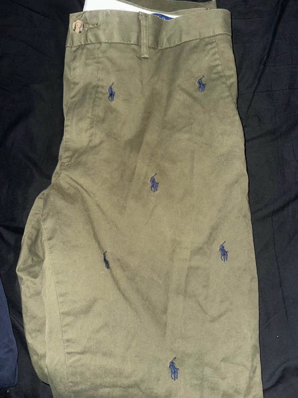 Polo by Ralph Lauren Olive Chino Pants with Navy Pony Embroidery